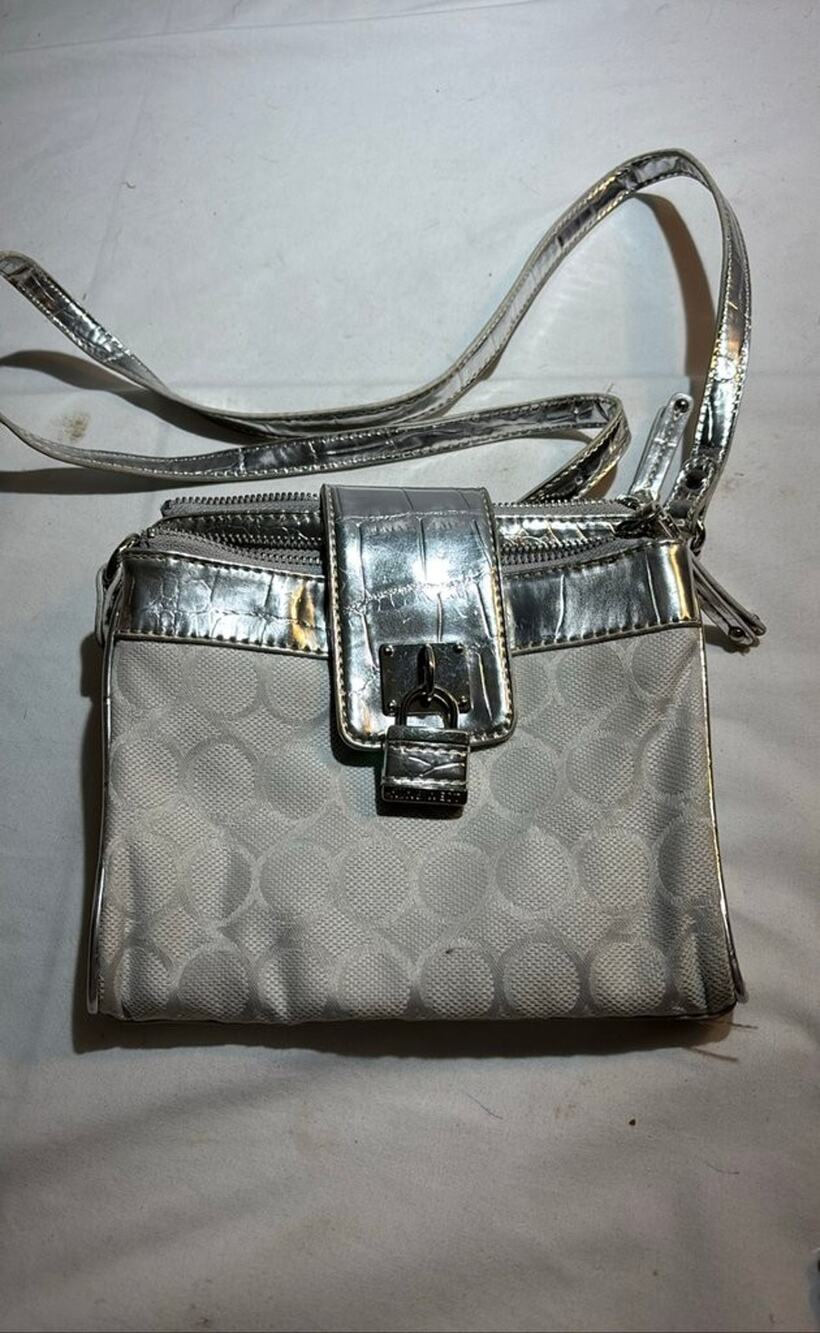 Nine West Silver and Fabric Handbag